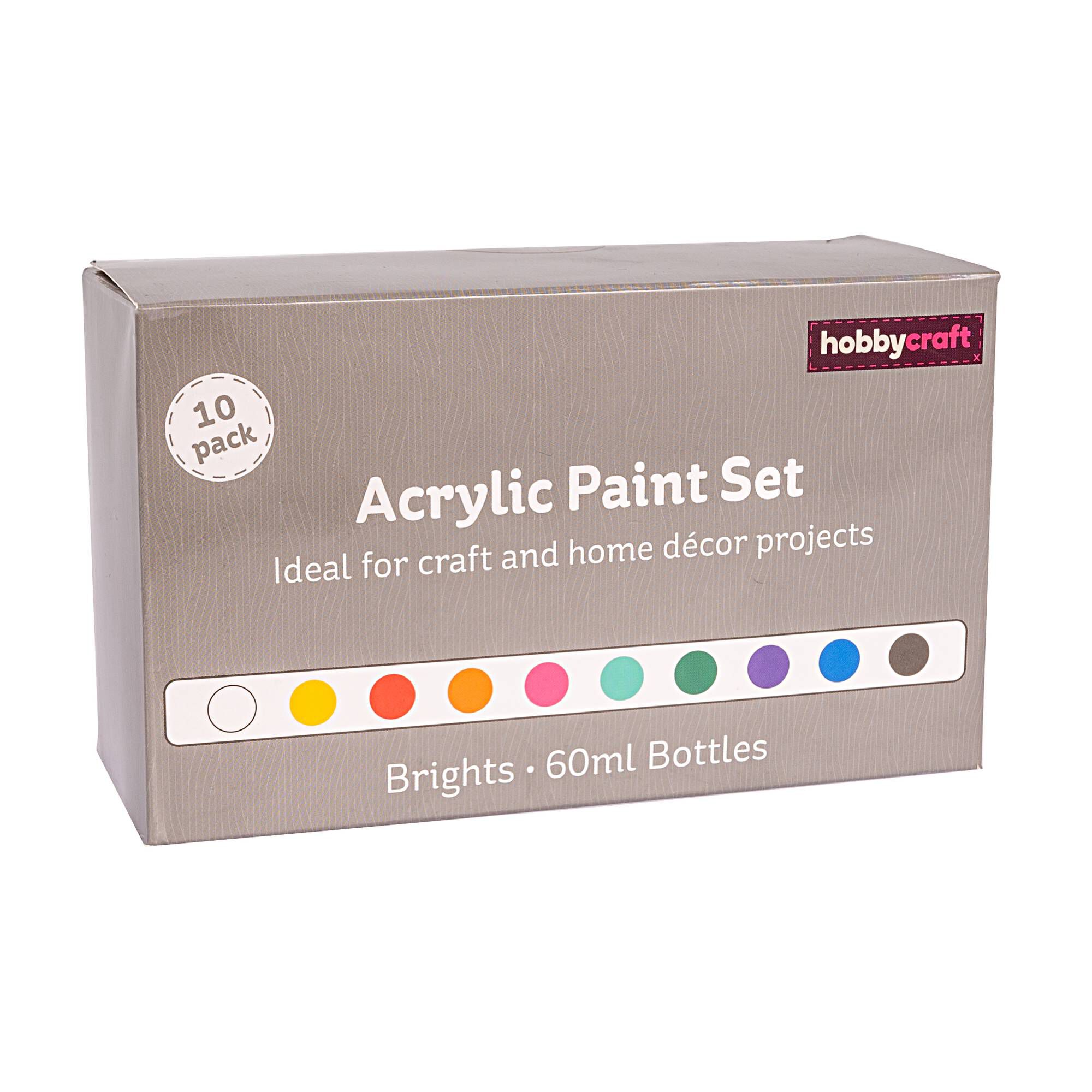 Bright Acrylic Paint 60ml 10 Pack Hobbycraft